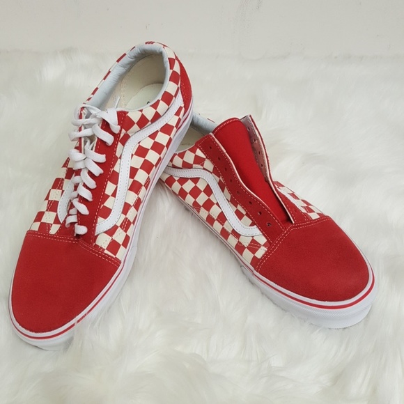 mens vans red checkerboard